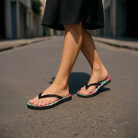 Hawaiian Mele Kalikimaka Flip Flops Funny Pineapple Surfing with Map Christmas Stripe Elements LT03 - Polynesian Pride