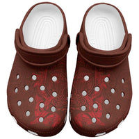 Hawaiian Monk Seal and Whale Clogs Shoes Kakau Tribal Pattern Red Color LT03 Red - Polynesian Pride