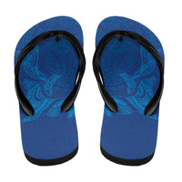 Hawaiian Monk Seal and Whale Flip Flops Kakau Tribal Pattern Blue Color LT03 - Polynesian Pride