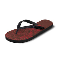 Hawaiian Monk Seal and Whale Flip Flops Kakau Tribal Pattern Red Color LT03 - Polynesian Pride