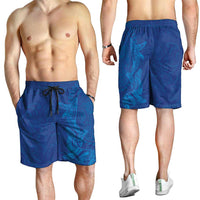 Hawaiian Monk Seal and Whale Shorts for Men Kakau Tribal Pattern Blue Color LT03 - Polynesian Pride