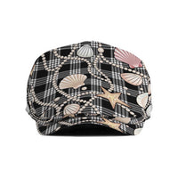 Hawaiian Ocean Seashells Jeff Hat Black Palaka Pattern