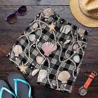 Hawaiian Ocean Seashells Shorts for Men Black Palaka Pattern LT01 Black - Polynesian Pride