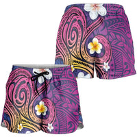 Hawaiian Octopus Tattoo and Frangipani Shorts for Women LT03 - Polynesian Pride