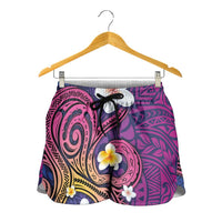 Hawaiian Octopus Tattoo and Frangipani Shorts for Women LT03 - Polynesian Pride