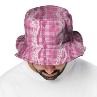Hawaiian Ohia Lehua Lei Bucket Hat Plaid Palaka Akala Pattern LT9 - Polynesian Pride