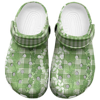 Hawaiian Ohia Lehua Lei Clogs Shoes Plaid Palaka Omaomao Pattern - Polynesian Pride