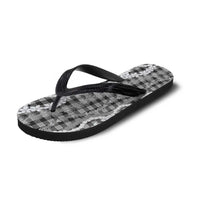 Hawaiian Ohia Lehua Lei Flip Flops Plaid Palaka Eleele Pattern - Polynesian Pride