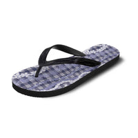 Hawaiian Ohia Lehua Lei Flip Flops Plaid Palaka Uliuli hohonu Pattern - Polynesian Pride