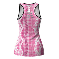 Hawaiian Ohia Lehua Lei Hollow Tank Top Plaid Palaka Akala Pattern LT9 - Polynesian Pride
