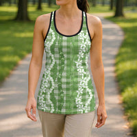 Hawaiian Ohia Lehua Lei Hollow Tank Top Plaid Palaka Omaomao Pattern LT9 - Polynesian Pride