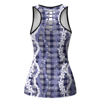 Hawaiian Ohia Lehua Lei Hollow Tank Top Plaid Palaka Uliuli hohonu Pattern LT9 - Polynesian Pride