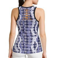 Hawaiian Ohia Lehua Lei Hollow Tank Top Plaid Palaka Uliuli hohonu Pattern LT9 - Polynesian Pride