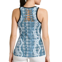 Hawaiian Ohia Lehua Lei Hollow Tank Top Plaid Palaka Uliuli Omaomao Pattern LT9 - Polynesian Pride