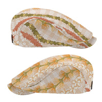 Hawaiian Ohia Lehua Lei Jeff Hat Plaid Palaka Ahiehie Pattern - Polynesian Pride