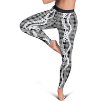 Hawaiian Ohia Lehua Lei Leggings Plaid Palaka Eleele Pattern - Polynesian Pride