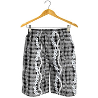 Hawaiian Ohia Lehua Lei Shorts for Men Plaid Palaka Eleele Pattern LT9 - Polynesian Pride