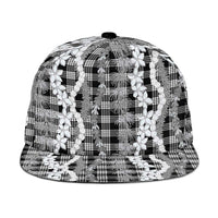 Hawaiian Ohia Lehua Lei Snapback Cap Plaid Palaka Eleele Pattern - Polynesian Pride