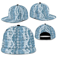 Hawaiian Ohia Lehua Lei Snapback Cap Plaid Palaka Uliuli Omaomao Pattern - Polynesian Pride