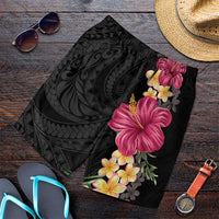 Hawaiian Plumeria and Hibiscus Shorts for Men Colorful Style LT03 Black - Polynesian Pride