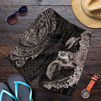Hawaiian Plumeria and Hibiscus with Turtles Shorts for Men Polynesian Art Grayscale LT03 Black - Polynesian Pride