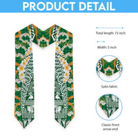 Hawaiian Plumeria Lei Graduation Stole Kakau Motifs and Palaka Half Style Green Color