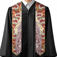 Hawaiian Plumeria Lei Graduation Stole Kakau Motifs and Palaka Half Style Red Color LT03 - Polynesian Pride