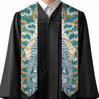 Hawaiian Plumeria Lei Graduation Stole Kakau Motifs and Palaka Half Style Turquoise Color LT03 - Polynesian Pride