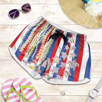 Hawaiian Polynesian Tribal Turtles Shorts for Women with Lei and Flag Style LT03 Multicolor - Polynesian Pride