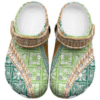 Hawaiian Quilt Pattern Clogs Shoes Green Chestnut Color Mixed LT01 Green - Polynesian Pride