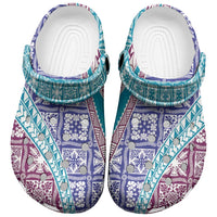 Hawaiian Quilt Pattern Clogs Shoes Purple Blue Color Mixed LT01 Purple - Polynesian Pride