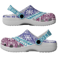 Hawaiian Quilt Pattern Clogs Shoes Purple Blue Color Mixed LT01 - Polynesian Pride