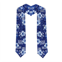 Hawaiian Quilt Pattern Graduation Stole Hibiscus and Tribal Element Vintage Blue Vibe LT03 - Polynesian Pride