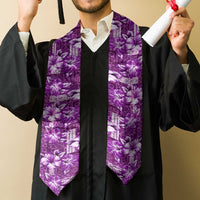 Hawaiian Quilt Pattern Graduation Stole Hibiscus and Tribal Element Vintage Purple Vibe LT03 - Polynesian Pride