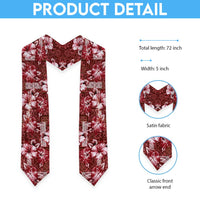 Hawaiian Quilt Pattern Graduation Stole Hibiscus and Tribal Element Vintage Red Vibe LT03 - Polynesian Pride