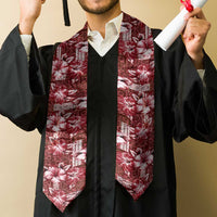 Hawaiian Quilt Pattern Graduation Stole Hibiscus and Tribal Element Vintage Red Vibe LT03 - Polynesian Pride