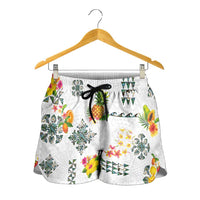 Hawaiian Quilts Shorts for Women Tropical Fruits and Plants