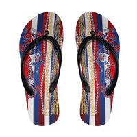 Hawaiian Sea Animals Flip Flops with Lei and Flag Style LT03 Multicolor - Polynesian Pride