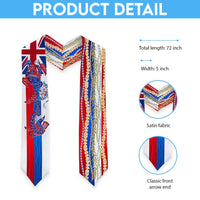 Hawaiian Sea Animals Graduation Stole with Lei and Flag Style LT03 - Polynesian Pride