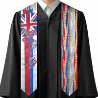 Hawaiian Sea Animals Graduation Stole with Lei and Flag Style LT03 - Polynesian Pride