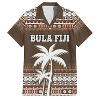 Fiji Hawaiian Shirt Custom Bula Fiji Masi Brown Patterns LT9 Black - Polynesian Pride