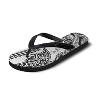 Hawaiian Tribal Manta Ray Flip Flops Kakau Tattoo and Polynesian Art Motif Pattern