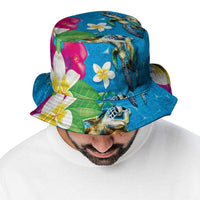 Hawaiian Tropical Flower Honu Bucket Hat Under The Blue Water LT03