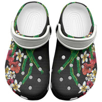 Hawaiian Tropical Flowers and Maile Pikake Clogs Shoes Polynesian Tribal Pattern Black Color LT03 Black - Polynesian Pride