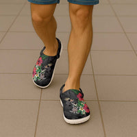 Hawaiian Tropical Plants and Turtles Clogs Shoes Polynesian Art Motifs LT03