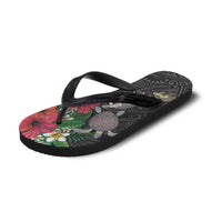 Hawaiian Tropical Plants and Turtles Flip Flops Polynesian Art Motifs LT03 - Polynesian Pride