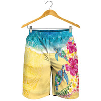 Hawaiian Tropical Plants Turtles Shorts for Men Watercolor Style LT03 - Polynesian Pride