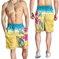 Hawaiian Tropical Plants Turtles Shorts for Men Watercolor Style LT03 - Polynesian Pride