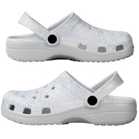 Hawaiian Turtles and Leis Clogs Shoes Tribal Kakau Pattern Airy White Blue Cloud Vibe