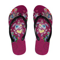 Hawaiian Turtles and Tropical Plants Flip Flops Pink Watercolor LT03 Pink - Polynesian Pride